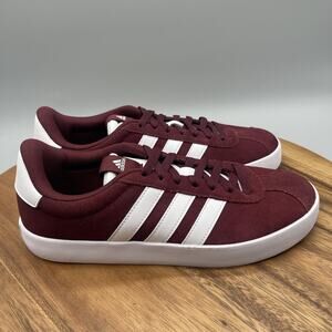 Adidas VL Court 3.0 Shoes Mens 7.5 Maroon Suede Low Top Skate Comfort Casual